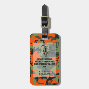 Chic Monogram Orange Camoflage Luggage Tag