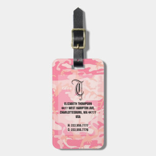 Chic Monogram Pink Camouflauge Luggage Tag