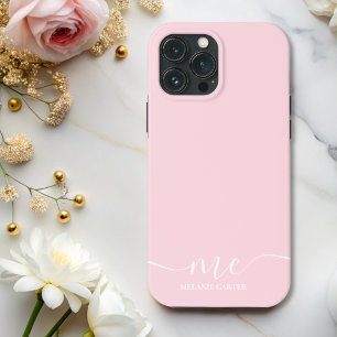 Chic Monogram Pink Elegant Feminine Minimalist  iPhone 13 Pro Max Case