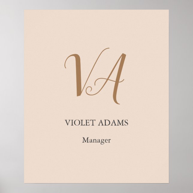 Chic monogram professional minimalist add name poster (Front)