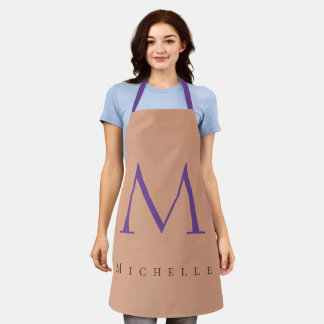 Chic monogram professional plain add your name apron