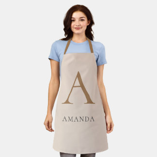 Chic monogram professional plain ADD YOUR NAME Apron