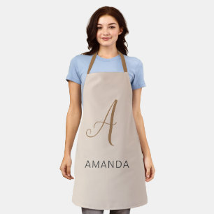Chic monogram professional plain ADD YOUR NAME Apron