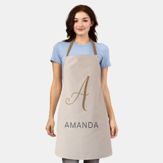 Chic monogram professional plain ADD YOUR NAME Apron