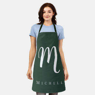 Chic monogram professional plain add your name apron