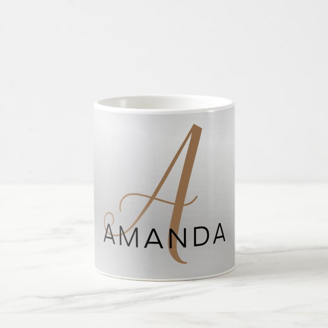 Chic monogram professional plain ADD YOUR NAME Coffee Mug (Center)