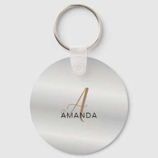 Chic monogram professional plain add your name key ring