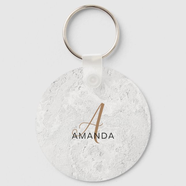 Chic monogram professional plain add your name key ring (Front)