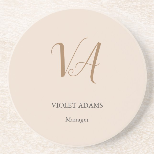Chic monogram professional plain minimalist coaster (Front)