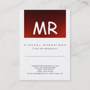 Chic Monogram Red White Cute Business Card