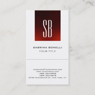 Chic Monogram Red White Cute Business Card