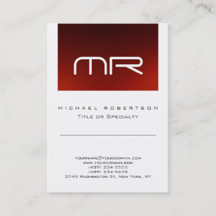 Chic Monogram Red White Cute Business Card
