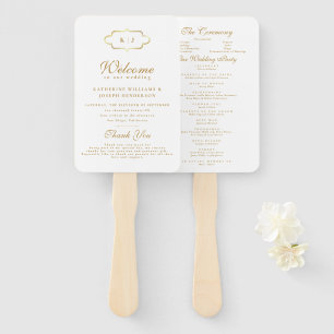 CHIC MONOGRAM &ROMANTIC CALLIGRAPY WEDDING PROGRAM HAND FAN