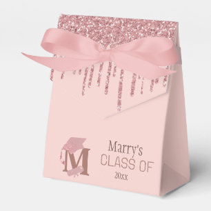 Chic Monogram Rose Gold Glitter Cap Favour Box