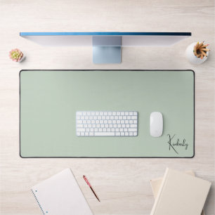 Chic Monogram Sage Green Desk Mat
