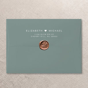 Chic Monogram Sage Green Wedding Invitation Envelope