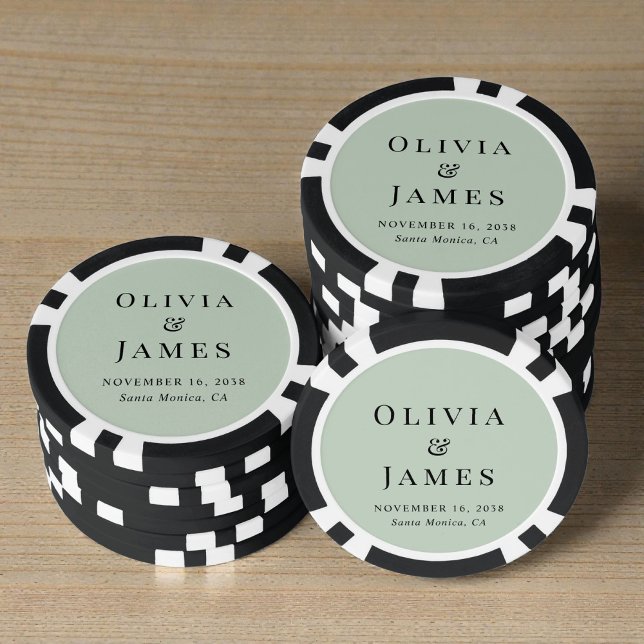 Chic Monogram Sage Green Wedding Poker Chips (Chic Monogram Sage Green Wedding Poker Chips)