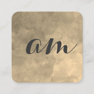Chic Monogram Sepia Background Square Business Card