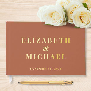 Chic Monogram Terracotta Wedding Guest Book