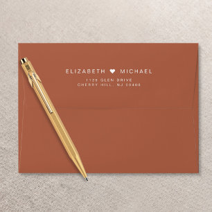 Chic Monogram Terracotta Wedding Return Address Envelope