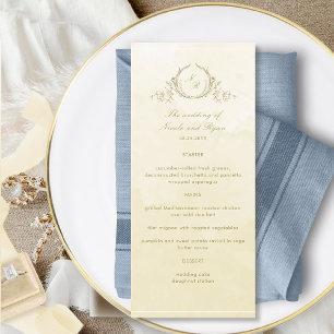Chic Monogram Wedding Champagne Cream Watercolor Menu