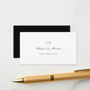 Chic Monogram Wedding Guest Detail Enclosure Card