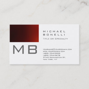 Chic Monogram White Red Stripe Business Card