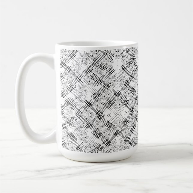 Chic Monogramed Flowers and stripes Coffee Mug (Left)