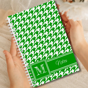 Chic Monogrammed Green Houndstooth Bullet Notebook