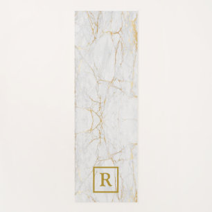 Chic Monogrammed Grey Marble with gold veins Yoga Mat