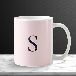 Chic Monogrammed Modern Minimalist Pink Coffee Mug