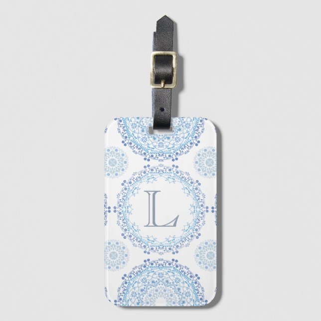 Chic Monogrammed Moroccan Stylish Elegant Luggage Tag (Front Vertical)