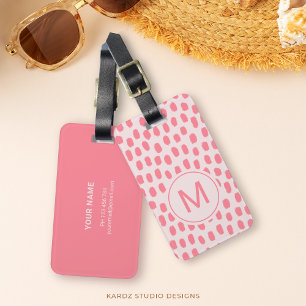 Chic Monogrammed Pink Luggage Tag