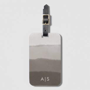 Chic Monogrammed Watercolor Davy Grey Ombre Luggage Tag