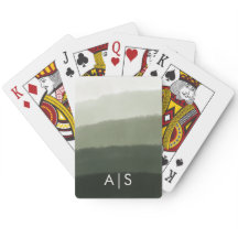 Chic Monogrammed Watercolor Jungle Green Ombre