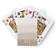 Chic Monogrammed Watercolor Mushroom Brown Ombre