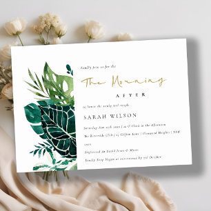 Chic Monstera Green Fauna Morning After Invite