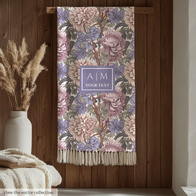 Chic Morris inspired pastel pink purple floral Fleece Blanket (Chic Morris inspired pastel pink purple floral Fleece Blanket)