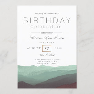 Chic Mountain Watercolor   Birthday Celebration Invitation