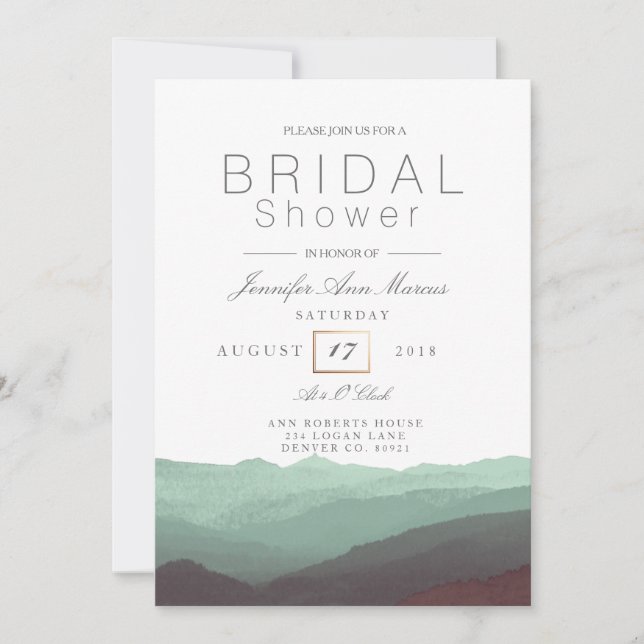 Chic Mountain Watercolor | Bridal Shower Invitation (Front)
