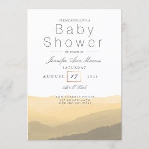 Chic Mountain Watercolor   Pastel Baby Shower Invitation