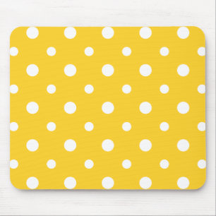 Chic Mousepad: White Jumbo Polkas on Yellow Mouse Mat