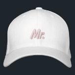 Chic Mr. blush pink white cute Embroidered Hat<br><div class="desc">Chic Mr.blush pink white cute Embroidered Baseball Cap
Available in many colours and options</div>