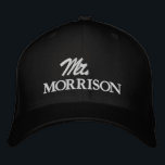 Chic Mr. Last Name black and white cute wedding Embroidered Hat<br><div class="desc">Chic Mr. Last Name black and white cute script wedding Embroidered Baseball Cap
Available in many colours and options</div>