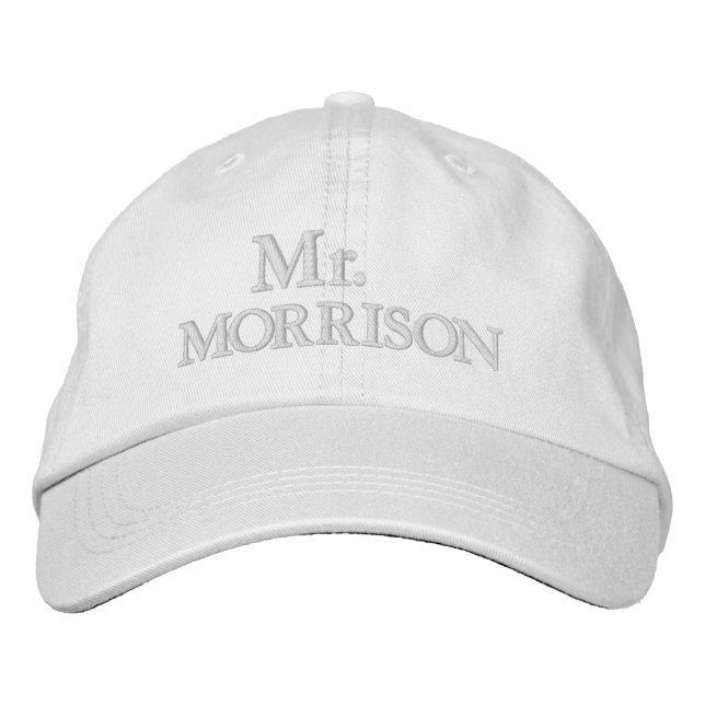 Chic Mr. Last Name blush pink white Embroidered Hat (Front)