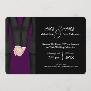 Chic Mr. & Mr. Tuxedo Couple Wedding Celebration Invitation