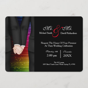 Chic Mr. & Mr. Tuxedo Couple Wedding Celebration Invitation