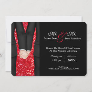 Chic Mr. & Mr. Tuxedo Couple Wedding Celebration Invitation