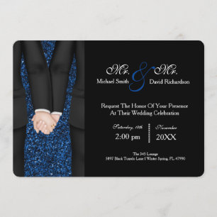 Chic Mr. & Mr. Tuxedo Couple Wedding Celebration Invitation