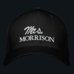 Chic Mrs. Last Name black and white cute wedding Embroidered Hat<br><div class="desc">Chic Mrs. Last Name black and white cute script wedding Embroidered Baseball Cap
Available in many colours and options</div>